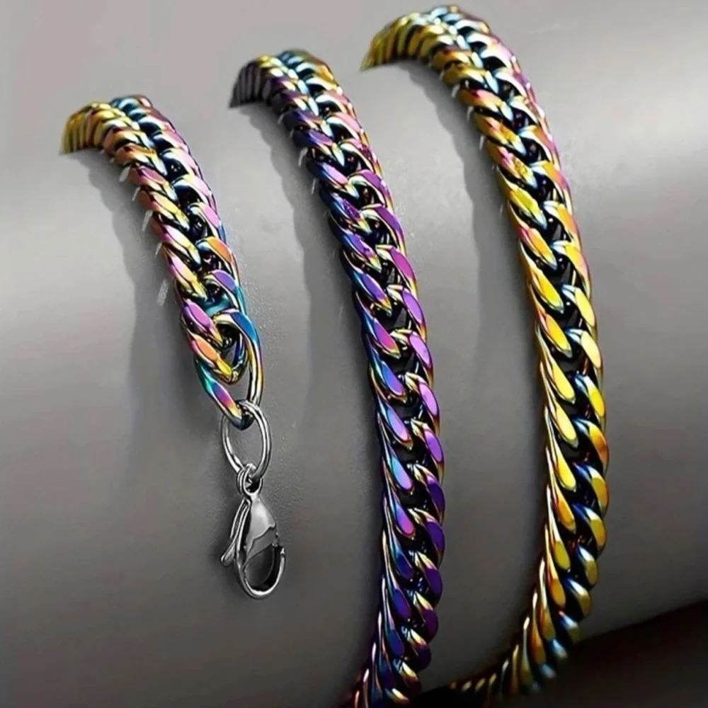 Men Multicolor Stainless Steel Chain Necklace - Picture 1 of 3